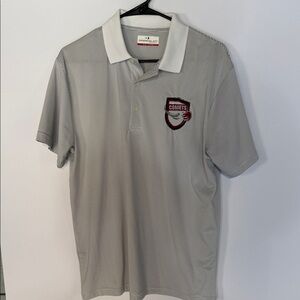 Grand Slam Gray & White Striped Polo with Comets Patch